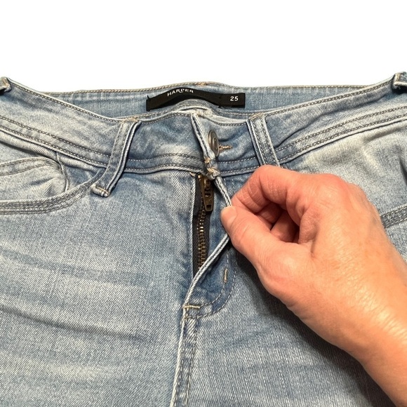 Harper Embroidered Skinny Ankle Released Frayed Hem Faded Jeans Size 25 - Picture 4 of 12